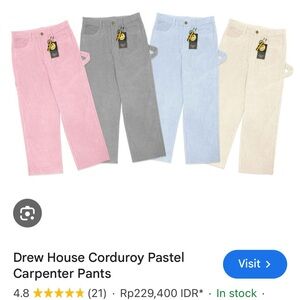 Drew house courdoroy carpenter pants. Pastel blue. Size 26. BN no tags.